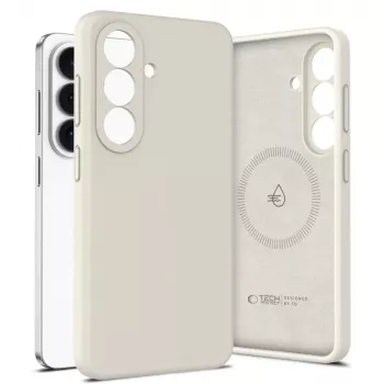 Tech-Protect Silicone MagSafe Case for Samsung Galaxy S26, Cosmic Latte
