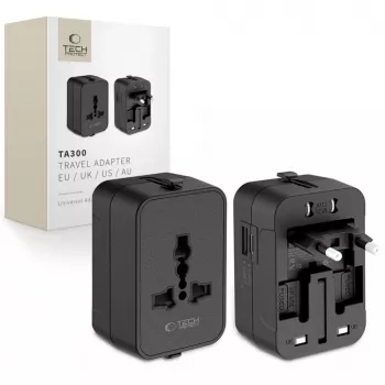 TECH-PROTECT TA300 cestovní adaptér EU / UK / US / AU černý
