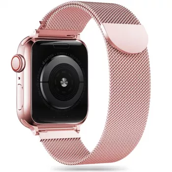 TECH-PROTECT Milanese Loop řemínek pro Apple Watch 4 / 5 / 6 / 7 / 8 / 9 / SE (38 / 40 / 41 mm) rose gold