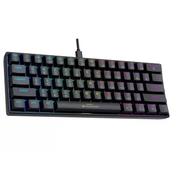 Drátěná mechanická herní klávesnice Tracer GameZone Claws 61, rozložení 60 %, spínače Outemu Blue, podsvícení RGB, černá