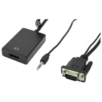 Accura VGA + minijack na HDMI 0,2 m video a audio konvertor