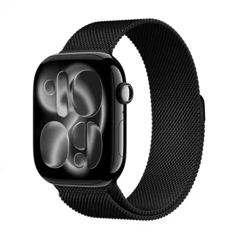Řemínek Milanese Loop Crong Milano Steel z nerezové oceli pro Apple Watch 38/40/41/42 mm (černý)