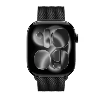 Řemínek Milanese Loop Crong Milano Steel z nerezové oceli pro Apple Watch 38/40/41/42 mm (černý)