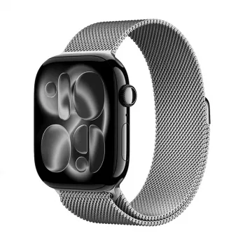 Řemínek Milanese Loop Crong Milano Steel z nerezové oceli pro Apple Watch 38/40/41/42 mm (stříbrný)