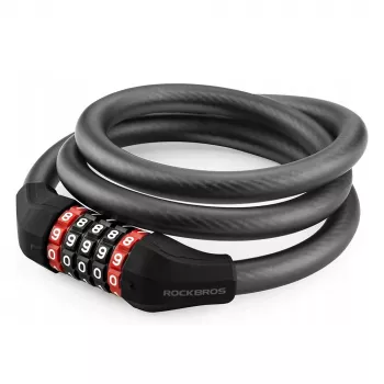 Kombinovaný kabelový zámek Rockbros RKS507-1BK 1,8 m, černý