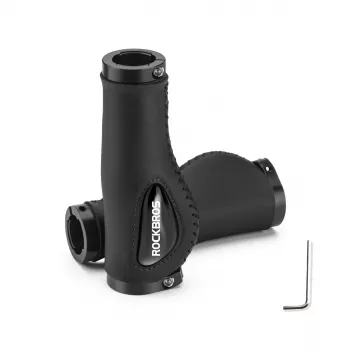 ROCKBROS Mikrovláknové kožené cyklistické gripy černé 130 mm dvojité lock-on ergonomické MTB silniční gripy