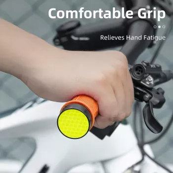 ROCKBROS Cyklistické gripy na řídítka s reflexními koncovkami - oranžové, 130 mm, dvojité lock-on