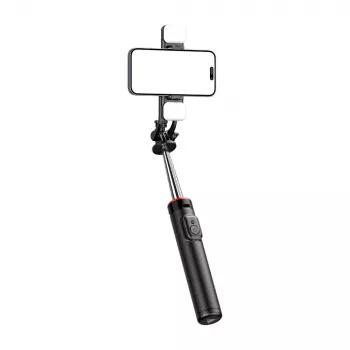 HURTEL Selfie Stick WC13YDS Telescopic Tripod 1.3m with Dual LED Light and Phone Holder - Black
