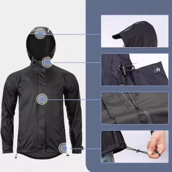 Nepromokavá bunda ROCKBROS YPY013BK3XL 3XL černá prodyšná větruodolná