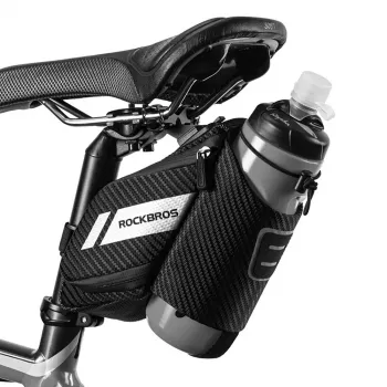 ROCKBROS C32BK Bicycle Saddle Bag 1.5L with Water Bottle Pocket - Black