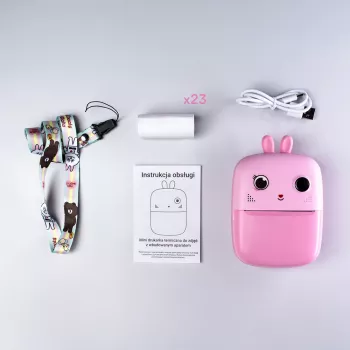 HURTEL mini termotiskárna pro děti s fotoaparátem a videokamerou – růžová