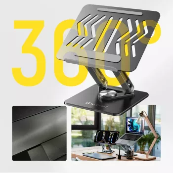 Wozinsky 360° Stojan na notebook černý s držákem na telefon