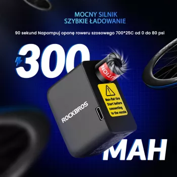 ROCKBROS Mini elektrická pumpa 42320008001 pro ventily Schrader/Presta 100 PSI - černá