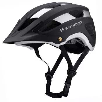 MTB helma Wozinsky s odnímatelným štítkem lehká 57–62 cm černo-stříbrná