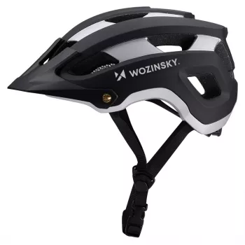 MTB helma Wozinsky s odnímatelným štítkem lehká 57–62 cm černo-stříbrná