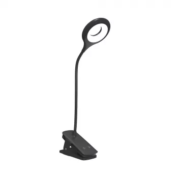 WOZINSKY Mini bezdrátová LED čtecí lampa se svorkou a USB-C kabelem – černá