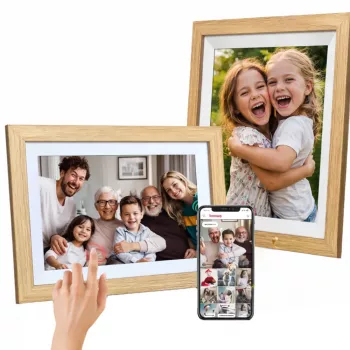 WOZINSKY WRC-32 10,1 inch digitální fotorámeček s aplikací Frameo, 32 GB, světle hnědý