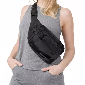 Unisex bederní taška / crossbody taška s nastavitelným popruhem Wozinsky WSB-W1 voděodolná černá