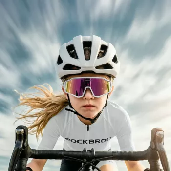 ROCKBROS SP383 Shining Warrior cyklistické brýle – matně bílý rám, polarizované červené čočky