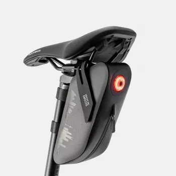 Rockbros AS-078-1 Saddle Bag with Smart Taillight, 0.8 L, Black