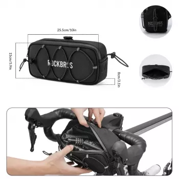 Rockbros TL001 Road to Sky 1.9L Waterproof Bicycle Handlebar Bag – Black