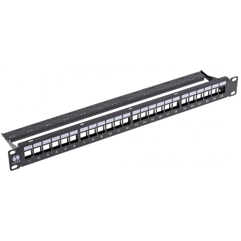 Keystone patch panel NETRACK 104-20 24portový 1U 19 inch černý