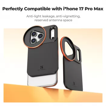 KF Ochranné fotografické pouzdro s 58mm držákem objektivu pro Apple iPhone 17 Pro Max - černé