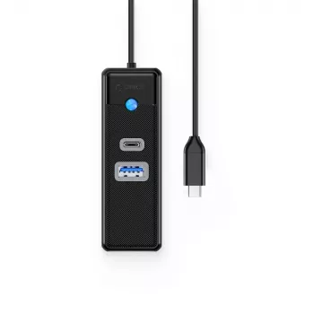 ORICO PW3UR25-C3 3portový USB-C hub s 2.5G Ethernet, 0,5m kabel, černý