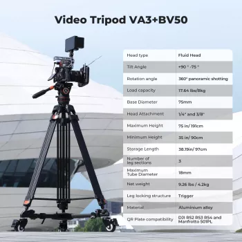 Profesionální videostativ K&F Concept s fluidní hlavou 192 cm KF09.147