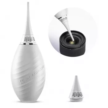K&F Concept 2-in-1 foukací balónek s výsuvným štětcem na čištění objektivů, senzorů a optiky - bílý (KF08.048)