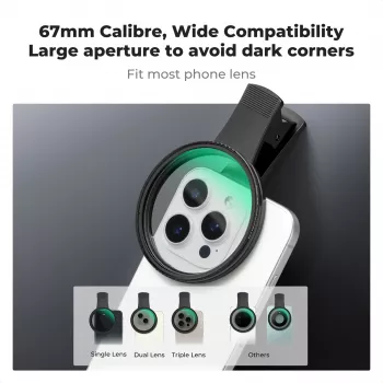 Sada filtrů KF 2v1 Black Diffusion 1/4 + CPL Phone 67 mm Clip-On