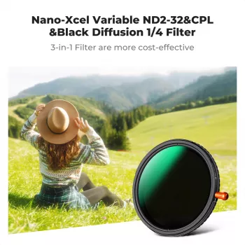 K&F Concept Nano-X MRC Hybrid 3v1 filtr 77 mm Fader ND2-32 + CPL + Black Diffusion 1/4