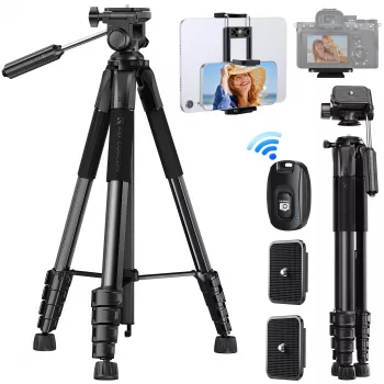 Kompaktní stativ K&F Concept pro DSLR a telefon, černý