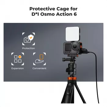 KF rámový držák Camera Cage pro DJI Osmo Action 6, kov, černý, KF12.0026