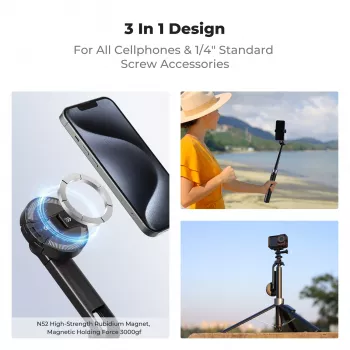 K&F Concept X97-C Selfie Stick Tripod 180 cm with MagSafe Magnetic Mount and Bluetooth Remote (Black)