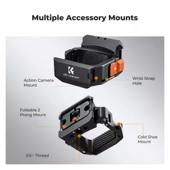 KF adaptér držáku ochranný rám pro DJI Osmo Pocket 3 / 4 s držákem GoPro a stativovým závitem 1/4 inch - černý