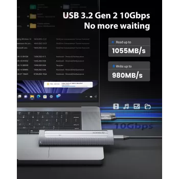 ORICO AXM2-G2 M.2 NVMe USB-C 10Gbps pouzdro - šedá