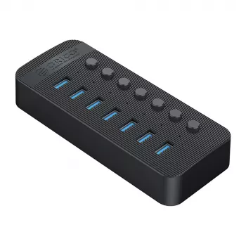 ORICO CT2U3-7AB USB 3.0 hub se 7 porty USB-A a individuálními vypínači - černý