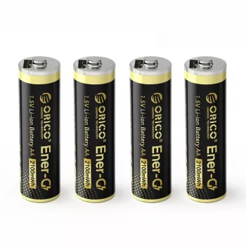 ORICO Ener-G EG5C 1,5 V 2100 mWh nabíjecí AA LiPo baterie s USB-C nabíjecím kabelem, 4 ks