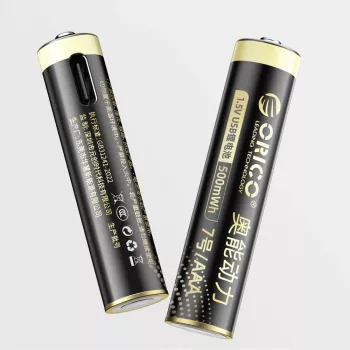 ORICO Ener-G EG7C 1,5V 500mWh nabíjecí AAA lithiová baterie s USB-C nabíjecím kabelem, 4 ks