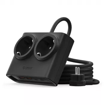 ORICO PDC25 25W 6v1 prodlužovací lišta se 2 zásuvkami AC, 2 porty USB-A a 2 porty USB-C - černá