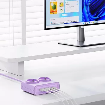ORICO PDC25 25W 6v1 prodlužovací lišta se 2 zásuvkami AC, 2 porty USB-A a 2 porty USB-C - fialová