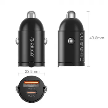 Nabíječka do auta ORICO MiniRing 30W USB-A + USB-C - černá