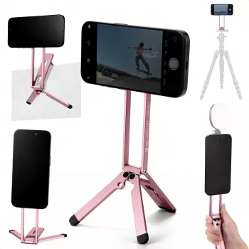 KF 3v1 magnetický držák na telefon stativ rukojeť stolní stojan pro iPhone MagSafe růžový