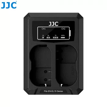 JJC duální USB nabíječka pro 2x baterie Nikon EN-EL15 EN-EL15a EN-EL15b EN-EL15c