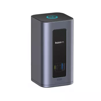 Baseus Nomos NU1 Air Spacemate 12v1 USB-C dokovací stanice, 2x HDMI 4K@60Hz, 2x DP 4K@60Hz, 2x USB-C, 2x USB-A 5Gbps, 2x USB-A 2.0, RJ45 Gigabit Ethernet, šedá