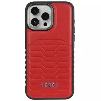 Audi Synthetic Leather MagSafe iPhone 14 Pro 6.1 Red Hard Case AU-TPUPCMIP14P-GT/D3-RD