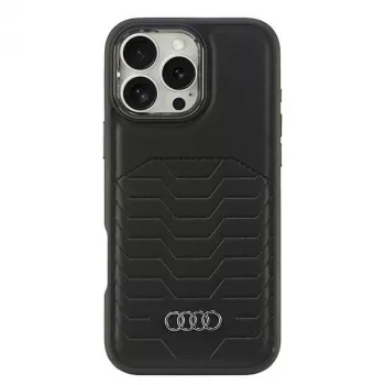AUDI syntetická kůže MagSafe pevné pouzdro pro iPhone 16 Pro Max 6,9 inch černé