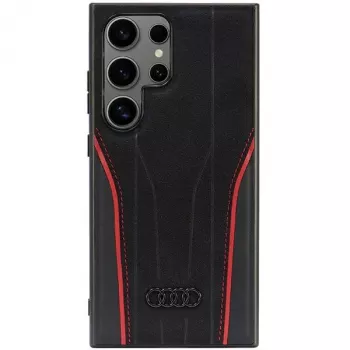 MagSafe pouzdro Audi z pravé kůže pro Samsung Galaxy S24 Ultra, černo-červené, pevné pouzdro inspirované R8