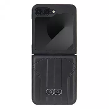 Pouzdro Audi z umělé kůže MagSafe pro Samsung Galaxy Z Flip 6 černé, AU-TPUPCFlip6-Q5/D1-BK